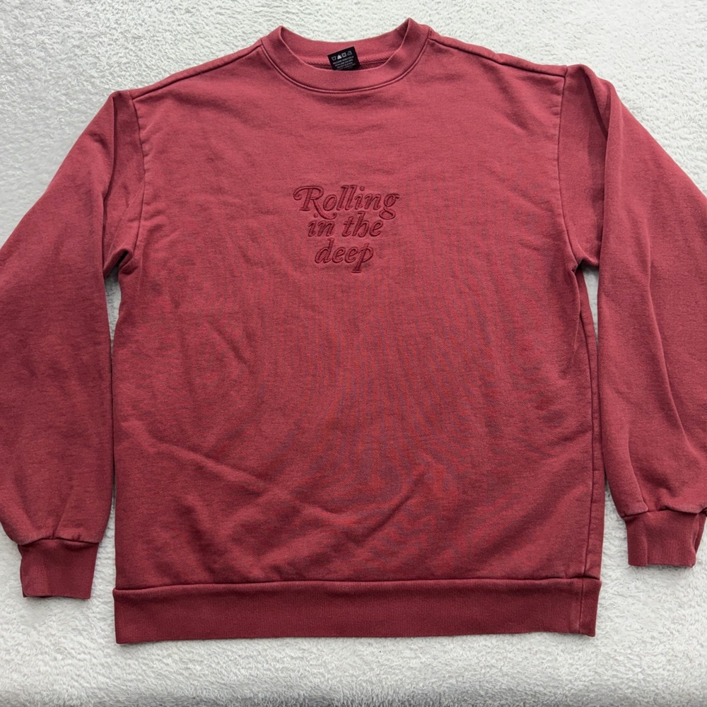 Adele Rolling In The Deep Embroidered Maroon Sweatshirt Mens Medium 100% Cotton‎